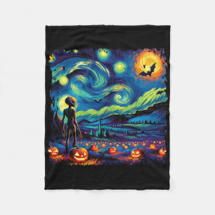 Van Gogh Starry Night Alien Man Halloween Fall Pum Fleecedecke