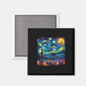 Van Gogh Starry Night Alien Man Halloween Fall Pum Magnet (Vorderseite/Rückseite)