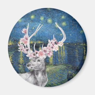 Van Gogh Starry Night and Blume Stag Compilation Magnet