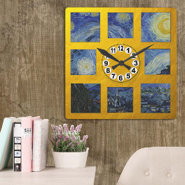 Van Gogh & Starry Night Art / Golden Retro Uhr