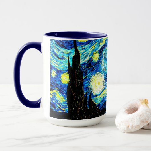 Van Gogh - Starry Night, berühmtes Bild Tasse (Mit Donut)