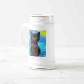 Van Gogh Starry Night Black Cat Bierglas (Vorderseite Links)
