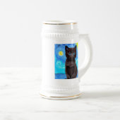 Van Gogh Starry Night Black Cat Bierglas (VorderseiteRechts)