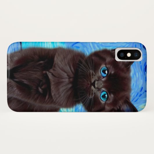 Van Gogh Starry Night Black Cat Case-Mate iPhone Hülle (Rückseite (Horizontal))