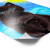 Van Gogh Starry Night Black Cat Fotodruck (Ecke)