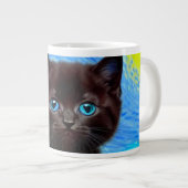 Van Gogh Starry Night Black Cat Jumbo-Tasse (Vorderseite Rechts)