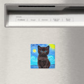 Van Gogh Starry Night Black Cat Magnet (In Situ (Geschirrspüler))