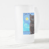 Van Gogh Starry Night Black Cat Mattglas Bierglas (VorderseiteRechts)