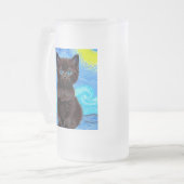 Van Gogh Starry Night Black Cat Mattglas Bierglas (Vorderseite Links)