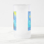 Van Gogh Starry Night Black Cat Mattglas Bierglas (Mittel)