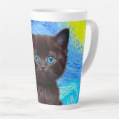 Van Gogh Starry Night Black Cat Milchtasse (Rechte Ecke)