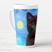 Van Gogh Starry Night Black Cat Milchtasse (Linke Ecke)