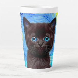 Van Gogh Starry Night Black Cat Milchtasse