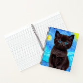 Van Gogh Starry Night Black Cat Notizblock (Innenseite)