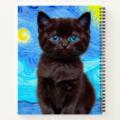 Van Gogh Starry Night Black Cat Notizblock (Rückseite)