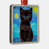 Van Gogh Starry Night Black Cat Ornament Aus Metall (Rechts)