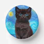 Van Gogh Starry Night Black Cat Pappteller (Vorderseite)