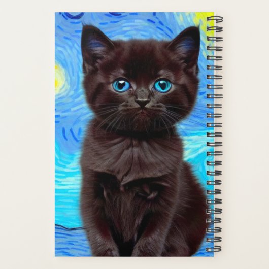 Van Gogh Starry Night Black Cat Planer (Rückseite)