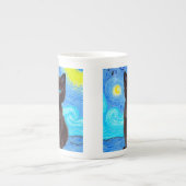 Van Gogh Starry Night Black Cat Porzellantasse (Vorderseite)
