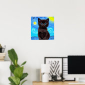 Van Gogh Starry Night Black Cat Poster (Heimbüro)