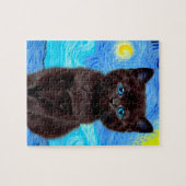 Van Gogh Starry Night Black Cat Puzzle (Horizontal)