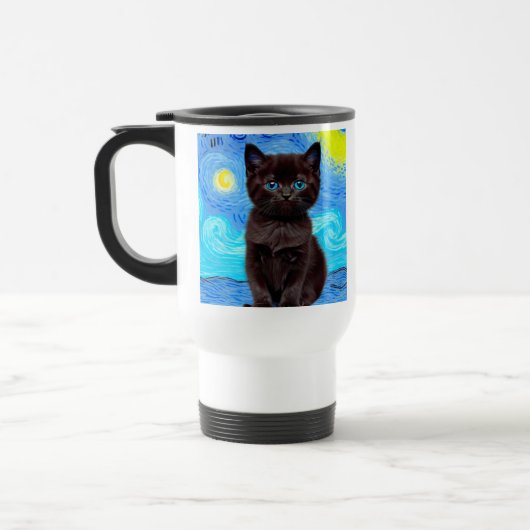 Van Gogh Starry Night Black Cat Reisebecher (Links)
