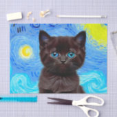 Van Gogh Starry Night Black Cat Seidenpapier (Handwerk)
