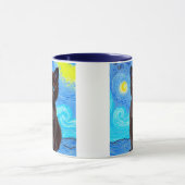 Van Gogh Starry Night Black Cat Tasse (Zentrum)