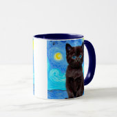 Van Gogh Starry Night Black Cat Tasse (VorderseiteRechts)