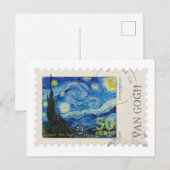 Van Gogh Starry Night Briefmarke Postkarte (Vorne/Hinten)