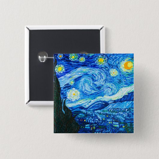Van Gogh Starry Night Button (Vorne & Hinten)