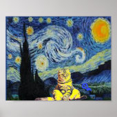Van Gogh - Starry Night, Cat Art Parody, Poster (Vorne)