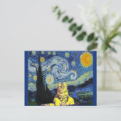 Van Gogh - Starry Night, Cat Art Parody, Postkarte (Stehend Vorderseite)