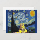 Van Gogh - Starry Night, Cat Art Parody, Postkarte (Vorne/Hinten)