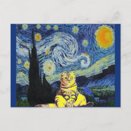 Van Gogh - Starry Night, Cat Art Parody,   Postkarte