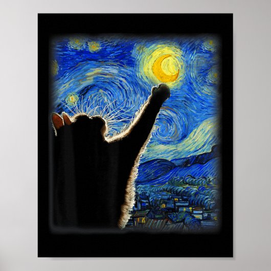 Van Gogh Starry Night Cat - Clic Fit, Cat Lover_mo Poster (Vorne)