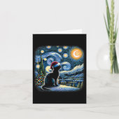 Van Gogh Starry Night Cat Funny Black Cat Christma Karte (Vorderseite)