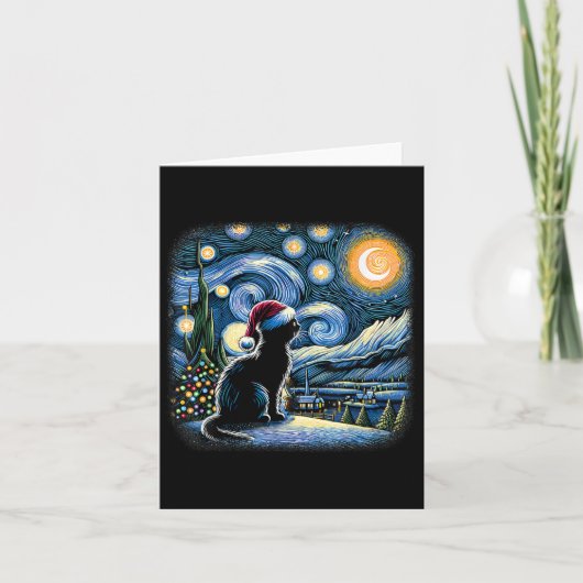 Van Gogh Starry Night Cat Funny Black Cat Christma Karte (Vorderseite)