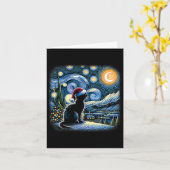 Van Gogh Starry Night Cat Funny Black Cat Christma Karte (Gelbe Blume)