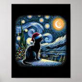 Van Gogh Starry Night Cat Funny Black Cat Christma Poster (Vorne)
