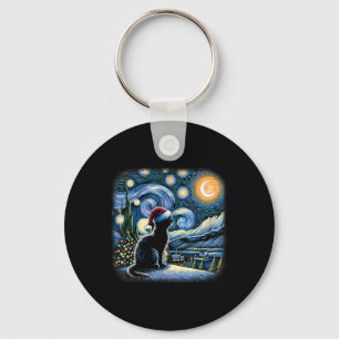 Van Gogh Starry Night Cat Funny Black Cat Christma Schlüsselanhänger