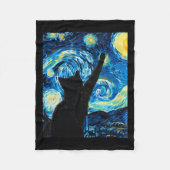 Van Gogh Starry Night Cat Lover Kitten Fleecedecke (Vorderseite)