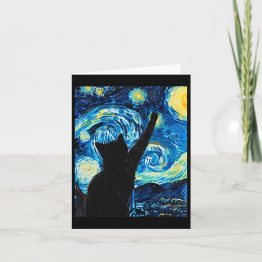 Van Gogh Starry Night Cat Lover Kitten Karte (Vorderseite)