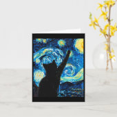 Van Gogh Starry Night Cat Lover Kitten Karte (Gelbe Blume)