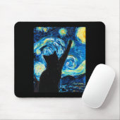 Van Gogh Starry Night Cat Lover Kitten Mousepad (Mit Mouse)