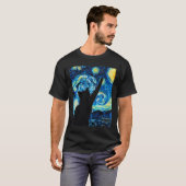 Van Gogh Starry Night Cat Lover Kitten T-Shirt (Vorne ganz)
