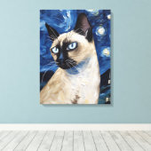 Van Gogh Starry Night Cat Siamese Dream Leinwanddruck (Insitu (Holzboden))