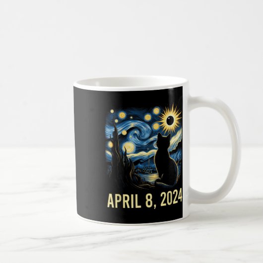 Van Gogh Starry Night Cat Total Solar Eclipse Apri Kaffeetasse (Rechts)