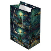 Van Gogh 'Starry Night' Christmas Gift Bag  Mittlere Geschenktüte (Vorderseite Schrägansicht)