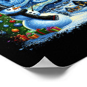 Van Gogh Starry Night Christmas Snowman Snowy Nigh Poster (Ecke)